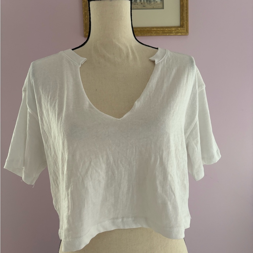 Garage White Crop Cut Out Short Sleeve T-Shirt